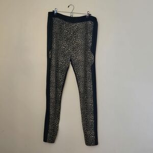 Red Fox Women's 3XL Leopard Print Leggings with Black Faux Leather Panels